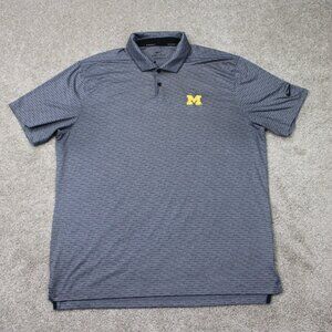 Nike Golf Michigan Polo Shirt Mens Large Blue Vapor Standard Fit S/S Dri-Fit